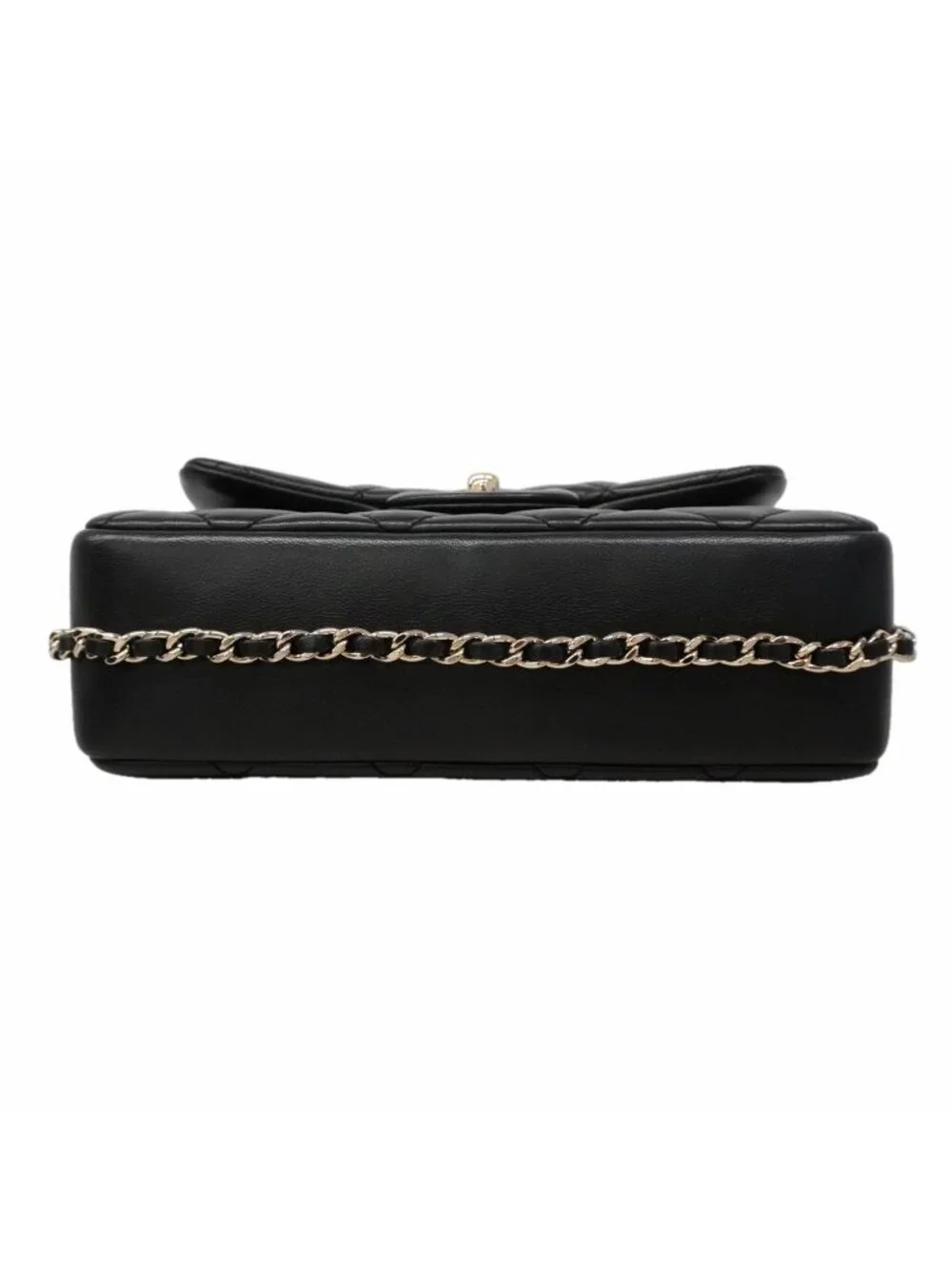 Chanel Shoulder Bag Mini Quilted Lambskin Black Champagne Gold